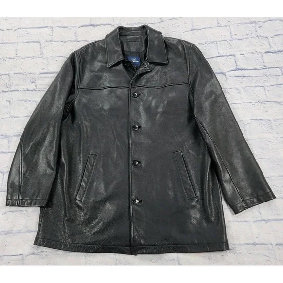 Brooks Brothers 346 MENS SIZE L Black Classic Super Soft Leather Jacket Lined